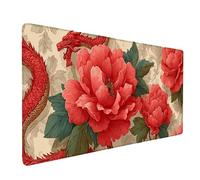 Alfombrilla Ratón XXL 900x400x3mm, Alfombrilla Ratón Rojo Mouse Pad DragóN Mousepad con 3MM Bordes Cosidos, Impermeable Tapete Escritorio Accesorios Escritorio para Jugadores, PC, Oficina -bby2509CU