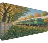 Alfombrilla Ratón XXL 900x400x3mm Mouse Pad Tren C-07J4M | Grande Mousepad Con Bordes Cosidos Antideslizante Base de Goma, Material Oficina Accesorios Escritorio