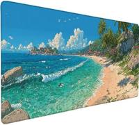 Alfombrilla Ratón XXL 900x400x3mm, Mousepad Playa,Seao Gaming Mouse Pad Impermeable, Bordes Cosidos, Grande Mousepad con Base de Goma Antideslizante para Accesorios Escritorio, Regalos Hombres E-HP72