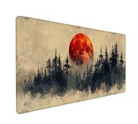 Alfombrilla Ratón XXL 900x400x3mm, Rojo Alfombrilla Escritorio Base de Goma Antideslizante, Gaming Mouse Pad Superficie Suave, Mousepad Bordes Cosidos, PC Oficina Gaming, Regalo Hombre, Luna 3-6196