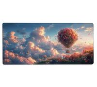 Alfombrilla Ratón XXL 900x400x3mm, Tapete Rato Globo AerostáTico,Flor Gaming Mouse Pad Impermeable, Bordes Cosidos, Grande Mousepad con Base de Goma Antideslizante para Protector de Escritorio 6-4078