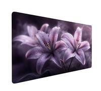 Alfombrilla RatóN XXL 900x500x3mm,Alfombrilla Ratón Púrpura Mouse Pad Lirio Tapete Escritorio,con Bordes Cosidos Impermeable Protector Escritorio para Jugadores,PC,Oficina,Regalos para Hombres XZ-901