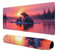 Alfombrilla Ratón XXL 900x500x3mm,Rosa Alfombrilla Ratón Osos Polares Patrón Mousepad,Impermeable Antideslizante Mouse Pad,Mejora la precisión y la Velocidad,Accesorios Escritorio para Oficina J1-397