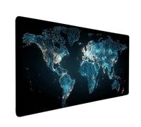 Alfombrilla Ratón XXL 90x40cm, Alfombrilla Ratón Negro Mouse Pad Mapa del Mundo Mousepad con 3MM Bordes Cosidos, Impermeable Tapete Escritorio Accesorios Escritorio para PC, Oficina -bby2509I1