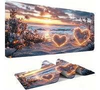 Alfombrilla Ratón XXL Alfombrilla Escritorio 1000 x 500 mm Mouse Pad Gaming Precisión y la Velocidad, tapete escritorio Base de Goma Antideslizante y Bordes Cosidos para Oficina, Amor Playa 3 w0w-1059