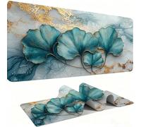 Alfombrilla Ratón XXL Alfombrilla Escritorio 1000 x 500 mm Mouse Pad Gaming Precisión y la Velocidad, tapete Escritorio Base de Goma Antideslizante y Bordes Cosidos para Oficina, Azul Hojas w0w-294