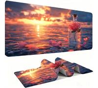Alfombrilla Ratón XXL Alfombrilla Escritorio 1000 x 500 mm Mouse Pad Gaming Precisión y la Velocidad, tapete Escritorio Base de Goma Antideslizante y Bordes Cosidos, Botella a la Deriva Rosa w0w-667