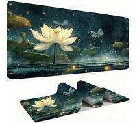 Alfombrilla Ratón XXL Alfombrilla Escritorio 1000 x 500 mm Mouse Pad Gaming Precisión y la Velocidad, tapete Escritorio Base de Goma Antideslizante y Bordes Cosidos, Hojas de Loto Lotus w0w-1220