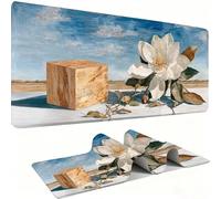 Alfombrilla Ratón XXL Alfombrilla Escritorio 700 x 300 mm Mouse Pad Gaming Precisión y la Velocidad, tapete Escritorio Base de Goma Antideslizante y Bordes Cosidos para Oficina, Flor Blanco 3 w0w-970