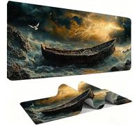 Alfombrilla Ratón XXL Alfombrilla Escritorio 700 x 300 mm Mouse Pad Gaming Precisión y la Velocidad, tapete Escritorio Base de Goma Antideslizante y Bordes Cosidos Oficina, Barco Sobrenatural w0w-992