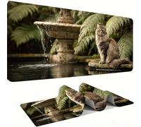 Alfombrilla Ratón XXL Alfombrilla Escritorio 700 x 300 mm Mouse Pad Gaming Precisión y la Velocidad, tapete escritorio Base de Goma Antideslizante y Bordes Cosidos para Oficina, gato Animales 4 w0w522