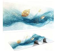 Alfombrilla Ratón XXL Alfombrilla Escritorio 800 x 300 mm Mouse Pad Gaming Precisión y la Velocidad, tapete escritorio Base de Goma Antideslizante y Bordes Cosidos para Oficina, amarillo Hojas w0w-458