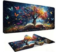 Alfombrilla Ratón XXL Alfombrilla Escritorio 800 x 300 mm Mouse Pad Gaming Precisión y la Velocidad, tapete Escritorio Base de Goma Antideslizante y Bordes Cosidos Oficina, Colorido Árbol 3 w0w-1112
