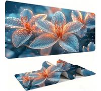 Alfombrilla Ratón XXL Alfombrilla Escritorio 800 x 400 mm Mouse Pad Gaming Precisión y la Velocidad, tapete escritorio Base de Goma Antideslizante y Bordes Cosidos Oficina, Gotas de agua flores w0w180