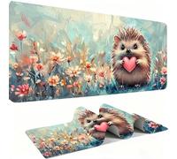 Alfombrilla Ratón XXL Alfombrilla Escritorio 800 x 400 mm Mouse Pad Gaming Precisión y la Velocidad, tapete Escritorio Base de Goma Antideslizante y Bordes Cosidos para Oficina, Erizo Amor w0w-1250