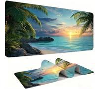 Alfombrilla Ratón XXL Alfombrilla Escritorio 800 x 400 mm Mouse Pad Gaming Precisión y la Velocidad, tapete escritorio Base de Goma Antideslizante y Bordes Cosidos Oficina, puesta de sol Playa 7 w0w41