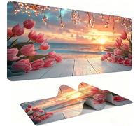 Alfombrilla Ratón XXL Alfombrilla Escritorio 800 x 400 mm Mouse Pad Gaming Precisión y la Velocidad, tapete escritorio Base de Goma Antideslizante y Bordes Cosidos Oficina, Lirio puesta de sol w0w1119