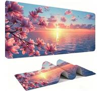 Alfombrilla Ratón XXL Alfombrilla Escritorio 800 x 400 mm Mouse Pad Gaming Precisión y la Velocidad, tapete Escritorio Base Goma Antideslizante y Bordes Cosidos, Flor de Ciruela Puesta de Sol w0w-540