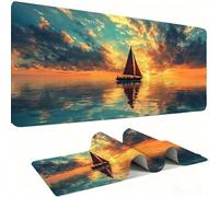 Alfombrilla Ratón XXL Alfombrilla Escritorio 900 x 400 mm Mouse Pad Gaming Precisión y la Velocidad, tapete escritorio Base de Goma Antideslizante y Bordes Cosidos Oficina, Velero puesta de sol w0w884