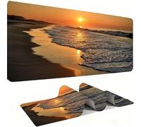 Alfombrilla Ratón XXL Alfombrilla Escritorio 900 x 400 mm Mouse Pad Gaming Precisión y la Velocidad, tapete Escritorio Base de Goma Antideslizante y Bordes Cosidos, Playa Puesta del Sol 7 w0w-212