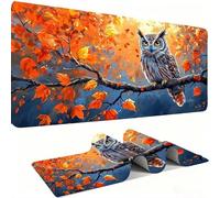 Alfombrilla Ratón XXL Alfombrilla Escritorio 900 x 400 mm Mouse Pad Gaming Precisión y la Velocidad, tapete Escritorio Base de Goma Antideslizante y Bordes Cosidos para Oficina, Animal Búho w0w-1177