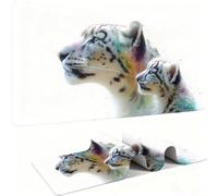 Alfombrilla Ratón XXL Alfombrilla Escritorio 900 x 400 mm Mouse Pad Gaming Precisión y la Velocidad, tapete escritorio Base de Goma Antideslizante y Bordes Cosidos Oficina, leopardo Animales 3 w0w-769