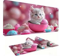 Alfombrilla Ratón XXL - Alfombrilla Escritorio, El Gato Del Pastel Mouse Pad Mejora Velocidad Precisión, Antideslizante Mousepad, Resistente Salpicaduras Protector Mesa Escritorio 800x400x3mm j0xk-973