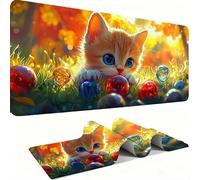Alfombrilla Ratón XXL - Alfombrilla Escritorio, Gato De Bola De Vidrio Mouse Pad Mejora la Velocidad y Precisión, Antideslizante Mousepad, Resistente Protector Mesa Escritorio 700x300x3mm j0xk-1006