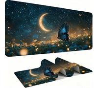 Alfombrilla Ratón XXL - Alfombrilla Escritorio, Mariposa Lunar Mouse Pad Mejora la Velocidad y Precisión, Antideslizante Mousepad, Resistente Salpicaduras Protector Mesa Escritorio 800x300x3mm j0xk-53