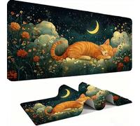 Alfombrilla Ratón XXL - Alfombrilla Escritorio, Moon Cat Mouse Pad Mejora la Velocidad y Precisión, Antideslizante Mousepad, Resistente a Salpicaduras Protector Mesa Escritorio 1200x600x3mm j0xk-40