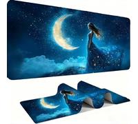 Alfombrilla Ratón XXL - Alfombrilla Escritorio, Moon Woman Mouse Pad Mejora la Velocidad y Precisión, Antideslizante Mousepad, Resistente a Salpicaduras Protector Mesa Escritorio 700x300x3mm j0xk-33