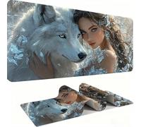 Alfombrilla Ratón XXL - Alfombrilla Escritorio, Mujer Lobo Mouse Pad Mejora la Velocidad y Precisión, Antideslizante Mousepad, Resistente a Salpicaduras Protector Mesa Escritorio 1000x500x3mm j0xk-355