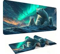 Alfombrilla Ratón XXL - Alfombrilla Escritorio, Oso Aurora Mouse Pad Mejora la Velocidad y Precisión, Antideslizante Mousepad, Resistente a Salpicaduras Protector Mesa Escritorio 700x300x3mm j0xk-644