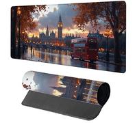 Alfombrilla Ratón XXL Big Ben, Alfombrilla Escritorio 600x300x3mm Londres, Mousepad Gaming con Base de Goma Antideslizante, Protector Escritorio, Desk Mat con Bordes Cosidos, Accesorios Gaming 0-6104