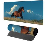 Alfombrilla Ratón XXL Caballo, Alfombrilla Escritorio 800x400x3mm Cielo, Mousepad Gaming con Base de Goma Antideslizante, Protector Escritorio, Desk Mat con Bordes Cosidos, Accesorios Gaming G-9677
