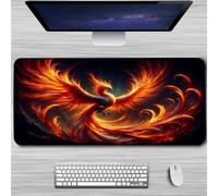 Alfombrilla Ratón XXL Fénix de Fuego, 600x400x3mm Antideslizante Alfombrilla Escritorio, Mejora la Precisión y Velocidad, Grande Tamaño Mouse Pad con Bordes Cosidos para Oficina, Hogare