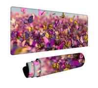 Alfombrilla Ratón XXL Flor, Mariposa Alfombrilla Escritorio 600x300x3mm, Mouse Pad Gaming con Base de Goma, Mejora La Precisión Y La Velocidad, Protector Escritorio Grande, para Oficina Gamer S-8528