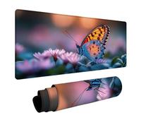 Alfombrilla Ratón XXL Flor, Mariposa Alfombrilla Escritorio 700x400x3mm, Mouse Pad Gaming con Base de Goma, Mejora La Precisión Y La Velocidad, Protector Escritorio Grande, para Oficina Gamer 4-5037
