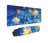 Alfombrilla Ratón XXL Gaming 800x300x3mm, Grande Alfombrilla Ratón Azul Patrón Mouse Pad Gaming, Tapete Rato Loto Impermeable y Antideslizante Base de Goma para Decoracion Escritorio Hogares 0E-564