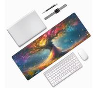 Alfombrilla Ratón XXL Gaming 800x400x3mm,Grande Alfombrilla Ratón Árbol De La Vida Patrón Mouse Pad Gaming,Tapete Rato Abstracto Impermeable Antideslizante Base Goma para Decoracion Escritorio 0E-828