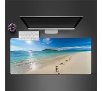 Alfombrilla Ratón XXL Gaming 800x400x3mm Mouse Pad Grande,Borde Cosido,Goma Antideslizante para Juegos de PC y Escritorio Alfombra (Playa de la Naturaleza)