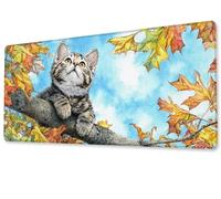 Alfombrilla ratón XXL Gaming Hojas De Gato 600x300x3 mm, Mouse Pad con Superficie Suave, Tamaño Grande Base de Goma Antideslizante, Mejora precisión Velocidad,Mouse Mat de Oficina para Casa zj-300
