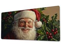 Alfombrilla ratón XXL Gaming Papá Noel 700x400x3 mm, Mouse Pad con Superficie Suave, Tamaño Grande Base de Goma Antideslizante, Mejora la precisión y la Velocidad,Mouse Mat de Oficina para Casa zj-384