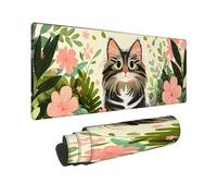 Alfombrilla Ratón XXL Gato Flor, Tapete Rato XXL, Alfombrillas Raton - 1600x800x3mm - Alfombrilla Ratón Gaming, Almohadilla Raton, Protector Mesa Escritorio, para Oficinas/Hogares -43273