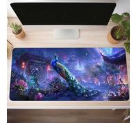 Alfombrilla Ratón XXL Grande Gaming Mouse Pad 100 x 40cm, Impermeable Antideslizante Mousepad, Lavable, Alfombrilla Escritorio con Base de Caucho para Gamers, PC y Portátil Azul Pavo Real PjY6319 U-F