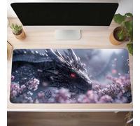 Alfombrilla Ratón XXL Grande Gaming Mouse Pad 120 x 60cm, Impermeable Antideslizante Mousepad, Lavable, Alfombrilla Escritorio con Base de Caucho para Gamers, PC y Portátil Dragón Negro PjY11553 8-R