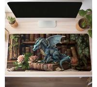 Alfombrilla Ratón XXL Grande Gaming Mouse Pad 1400x600x3mm, Impermeable Antideslizante Mousepad, Lavable, Alfombrilla Escritorio con Base de Caucho para Gamers, PC y Portátil Dragón Azul PjY15139 Q-E