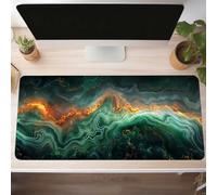 Alfombrilla Ratón XXL Grande Gaming Mouse Pad 160 x 80cm, Impermeable Antideslizante Mousepad, Lavable, Alfombrilla Escritorio con Base de Caucho para Gamers, PC y Portátil Verde Abstracto PjY6949 D-H