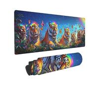 Alfombrilla Ratón XXL Grande Gaming Mouse Pad 1600 x 800 mm, Impermeable Antideslizante Mousepad, Lavable, Alfombrilla Escritorio con Base de Caucho para Gamers, PC y Portátil - (Rainbow Tiger) G-46