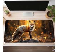 Alfombrilla Ratón XXL Grande Gaming Mouse Pad 80 x 30cm, Impermeable Antideslizante Mousepad, Lavable, Alfombrilla Escritorio con Base de Caucho para Gamers, PC y Portátil Zorro Amarillo PjY11447 G-B